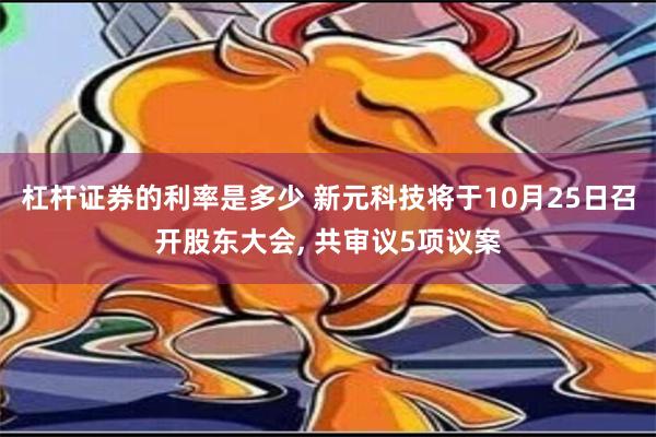 杠杆证券的利率是多少 新元科技将于10月25日召开股东大会, 共审议5项议案