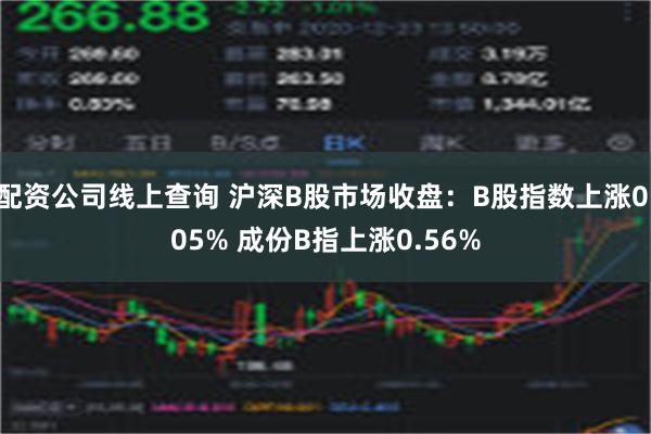 配资公司线上查询 沪深B股市场收盘：B股指数上涨0.05% 成份B指上涨0.56%